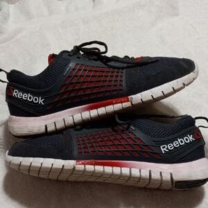 Reebok Red and Gray Sneakers with Mesh Upper and Flexible Soles
